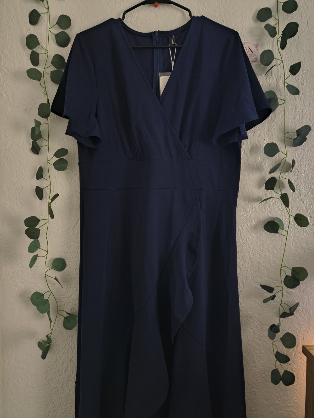 Amazon Women's Navy Flutter-Sleeve Maxi Dress
